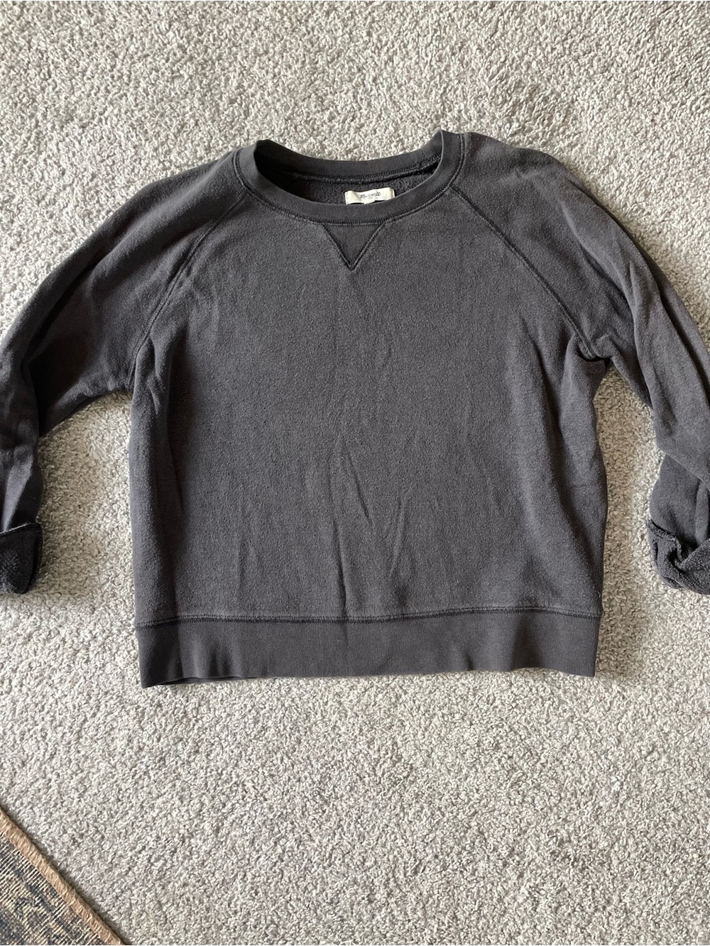 Madewell Black Cropped Crewneck Pullover Sweater